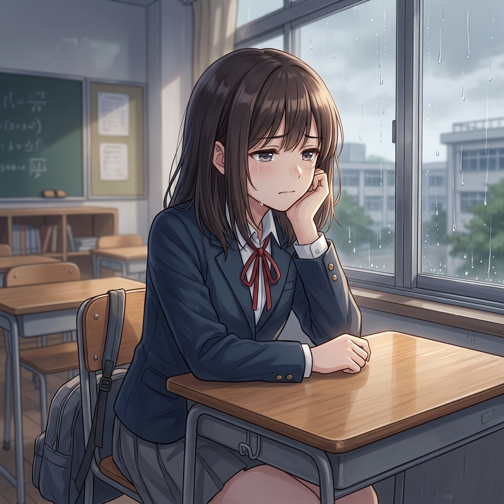 Beautiful Sad Anime Girl