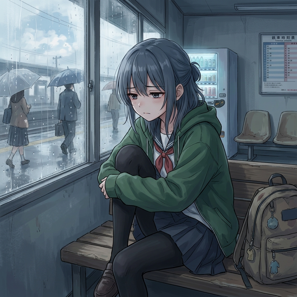 Dark Sad Anime Girl Pfp